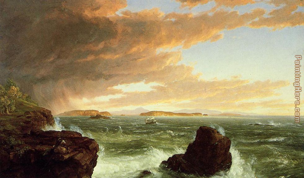 View Across Frenchmans Bay from Mount Desert Island After a Squall painting - Thomas Cole View Across Frenchmans Bay from Mount Desert Island After a Squall art painting